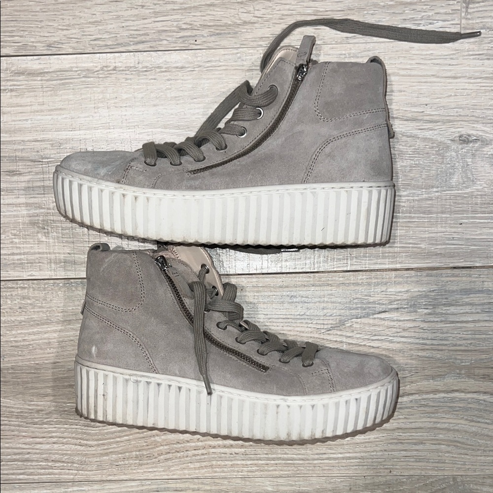 Gabor 710 Gray Suede High-Top Platform Sneakers